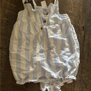 Carter's Blue and White Buttoned Baby Romper